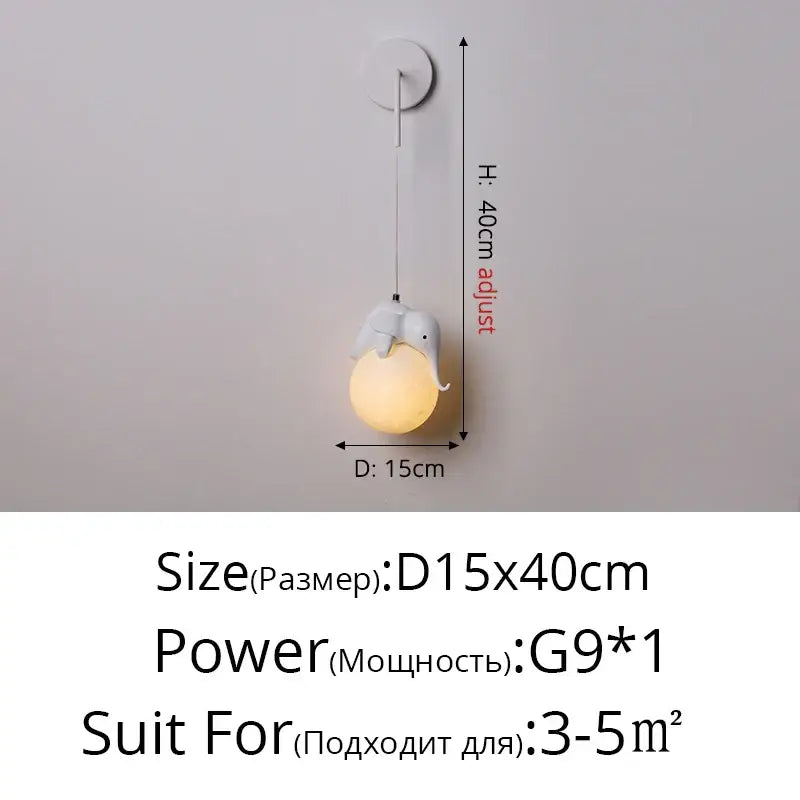 White Glass Panda Wall Lamp