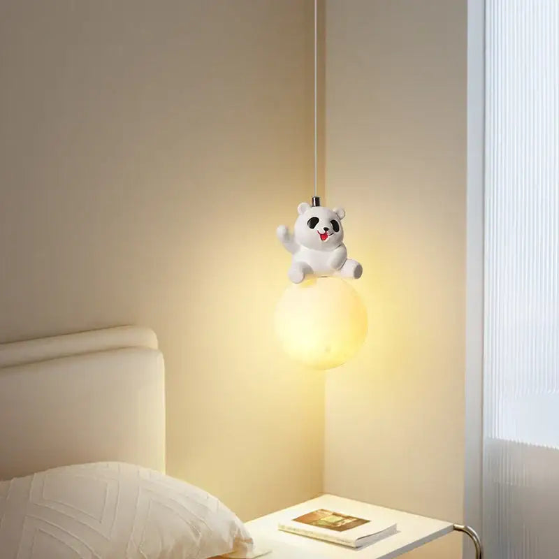 White Glass Panda Wall Lamp