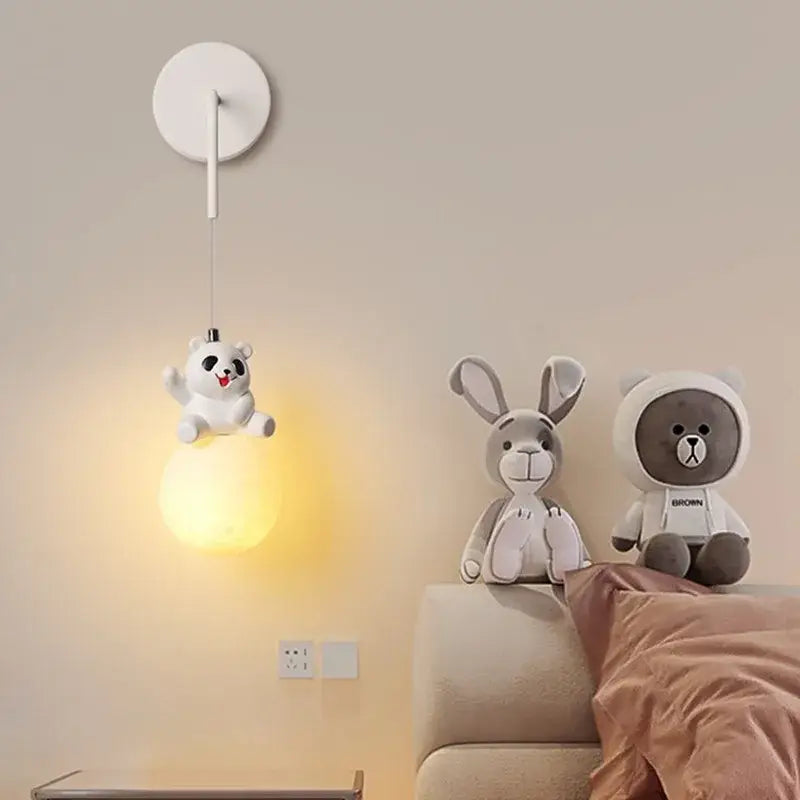 White Glass Panda Wall Lamp