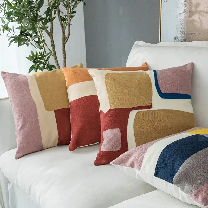 Geometric Embroidered Living Room Pillowcase