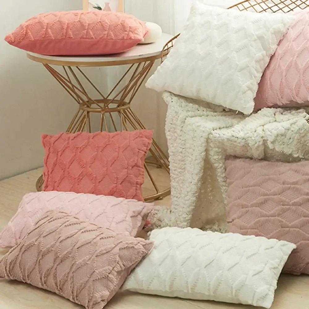 Pink Beige Embroidered Cushion