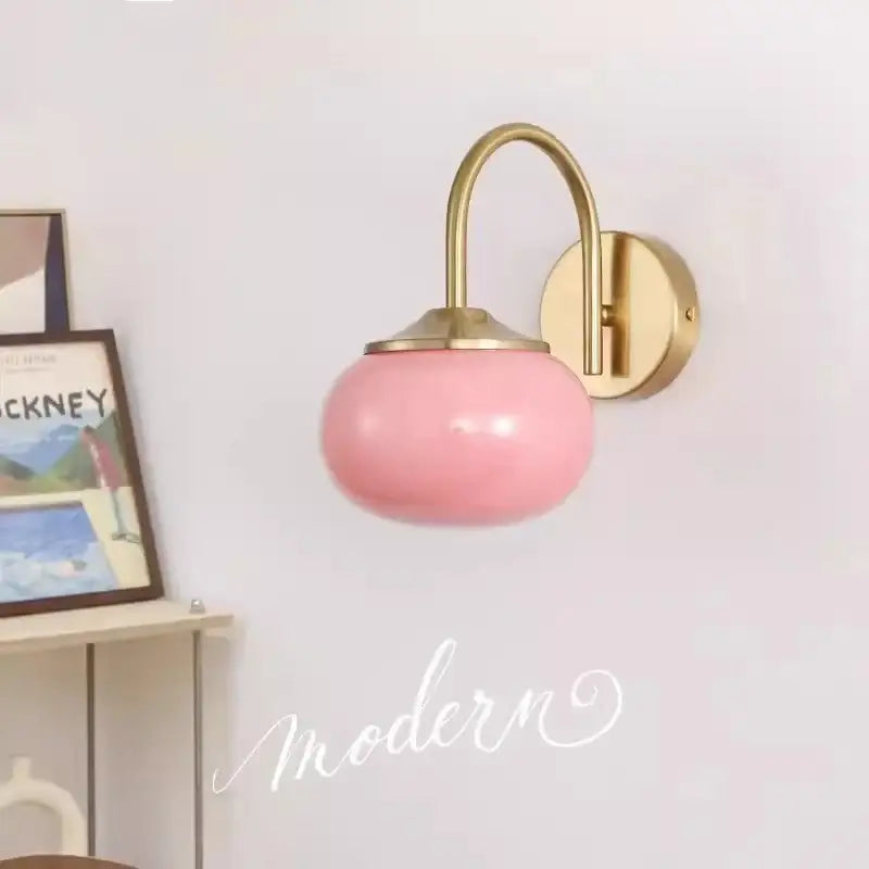 Pink White Glass Ball Sconce for Cozy Retreat
