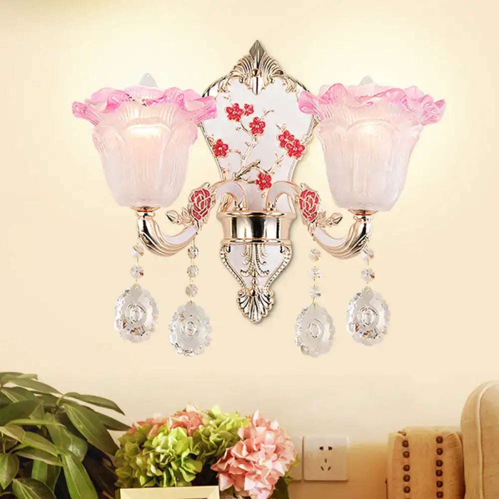 Pink White Glass Sconce