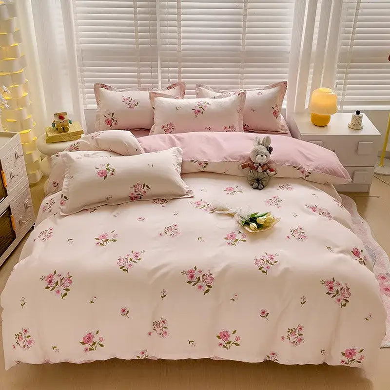 Plaid Cartoon Bedding Set