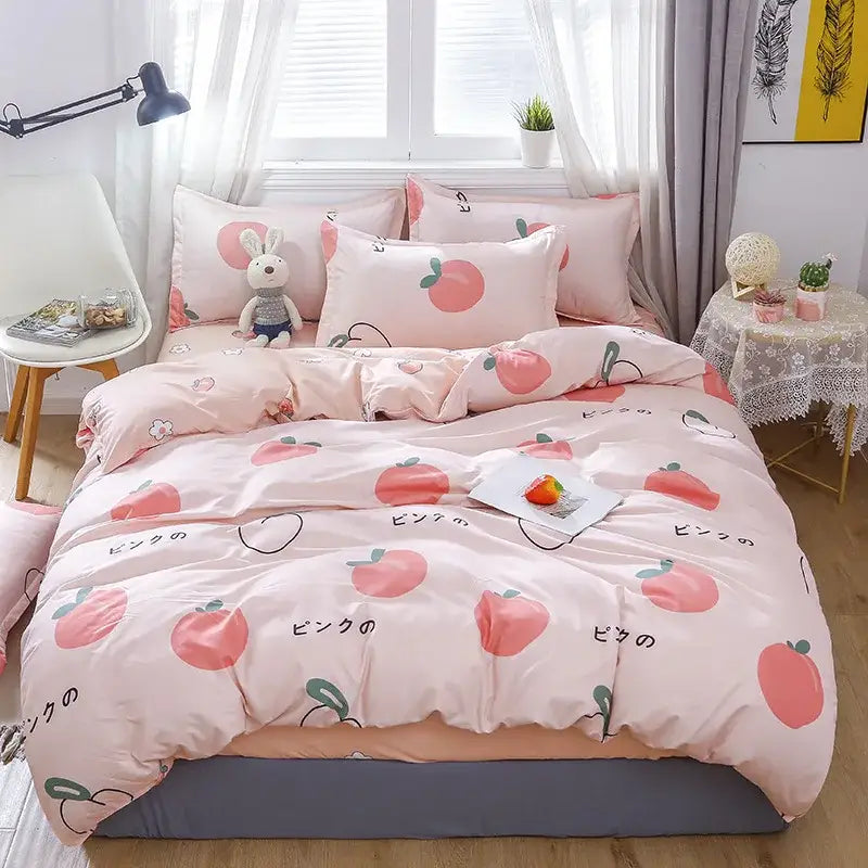 Plaid Cartoon Bedding Set