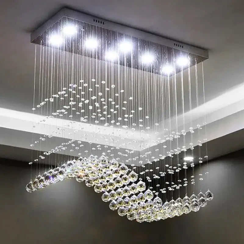 Crystal LED 100cm Rectangular Dining Chandelier