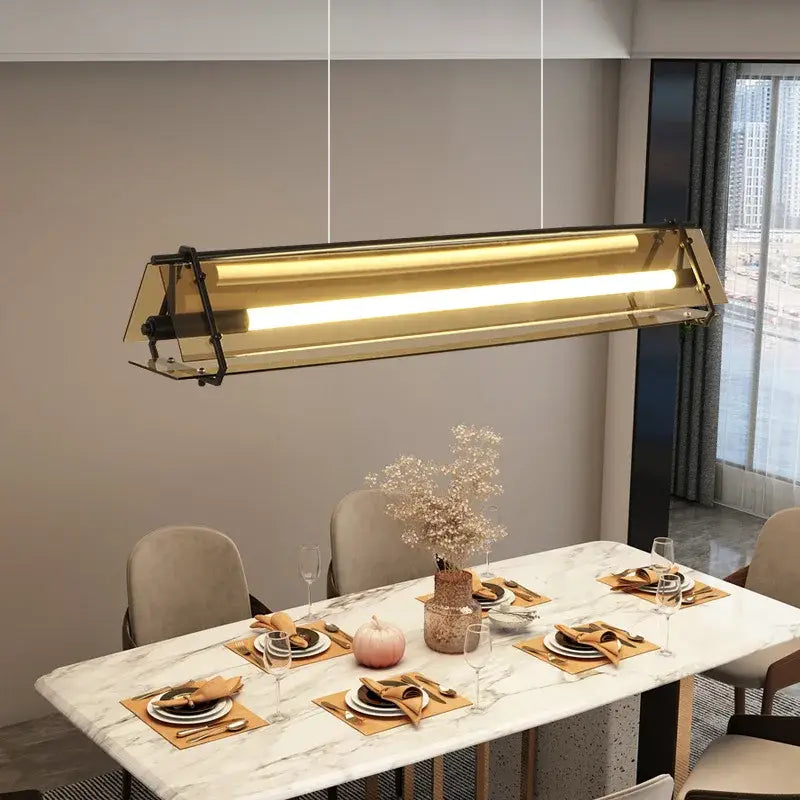 Amber Rectangular LED Pendant