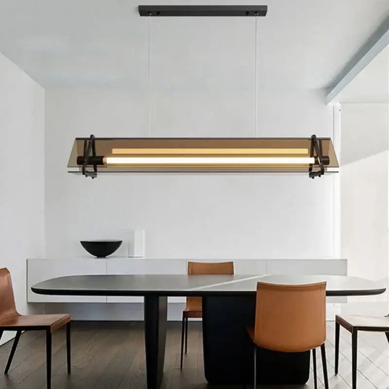 Amber Rectangular LED Pendant