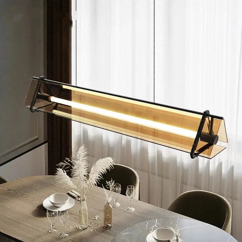 Amber Rectangular LED Pendant