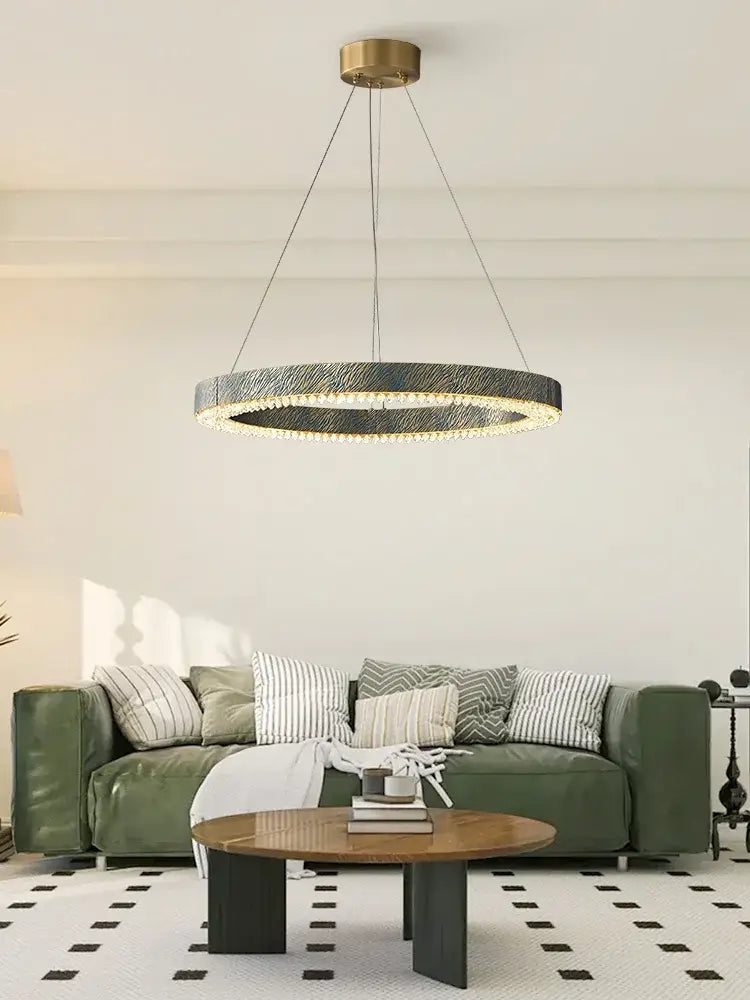 Blue Copper Crystal Chandelier