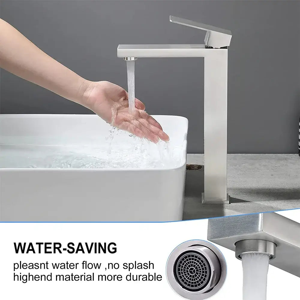 Brushed Gold Tall Stainless Basin Faucet