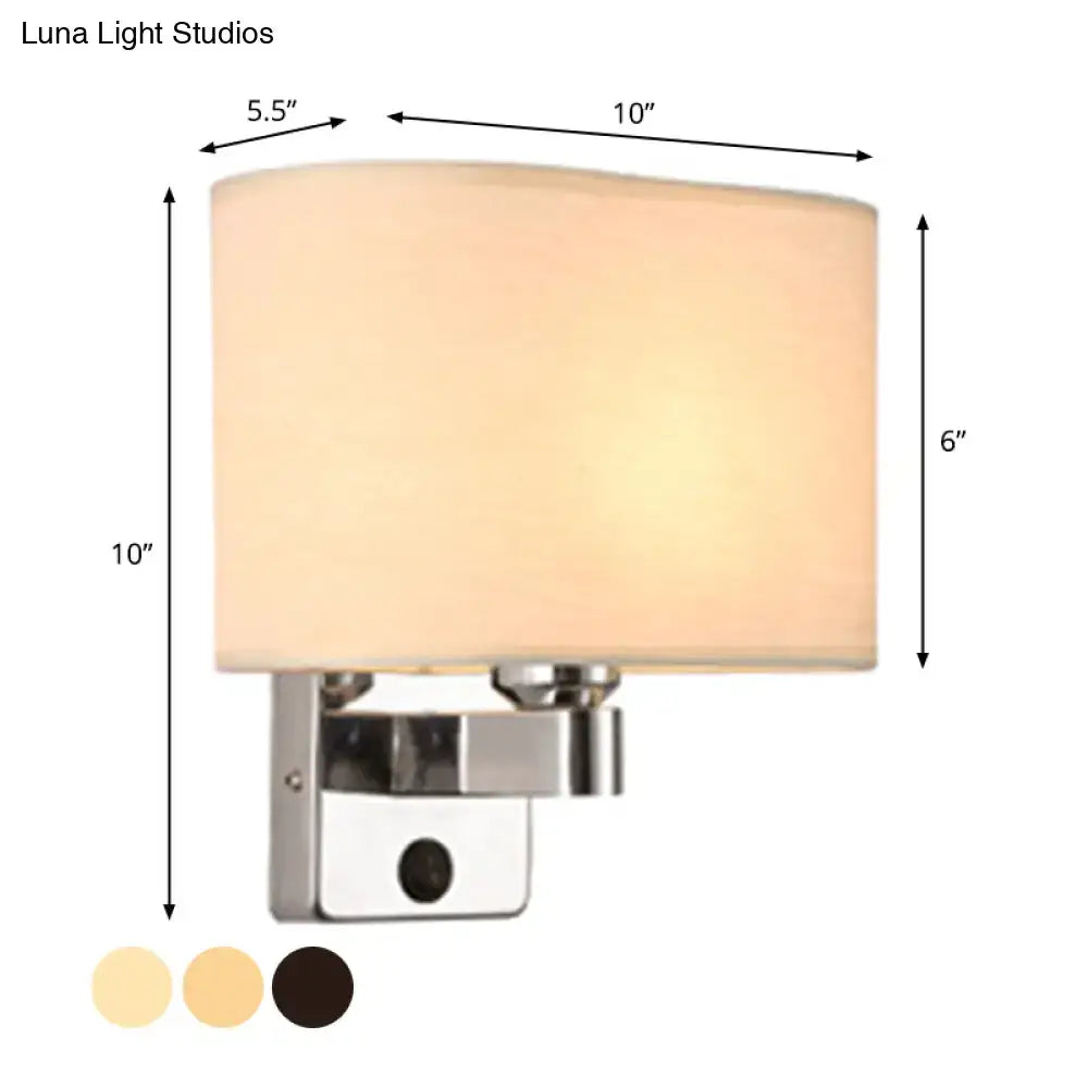 Chrome Fabric Oval Shade Wall Sconce