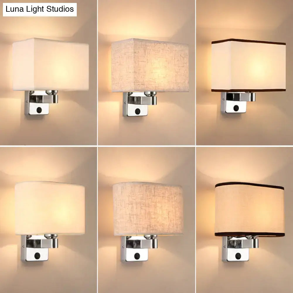 Chrome Fabric Oval Shade Wall Sconce