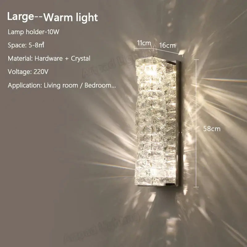 Crystal LED Wall Sconce Big Size Gold Base