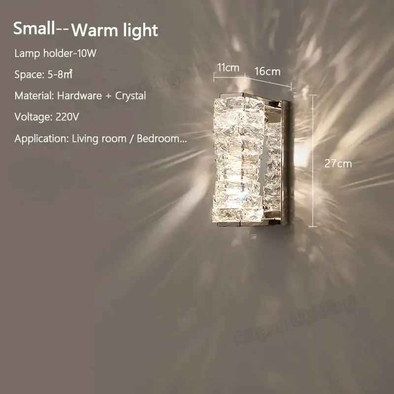 Crystal LED Wall Sconce Big Size Gold Base