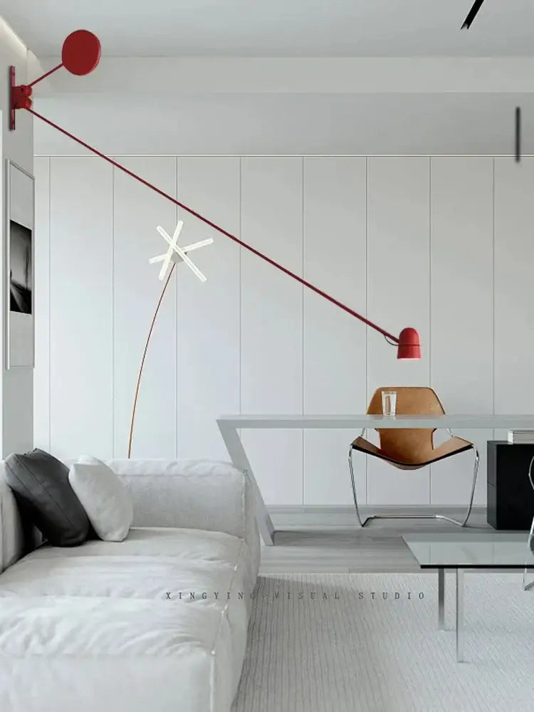 Red Black Swing Arm Sconce