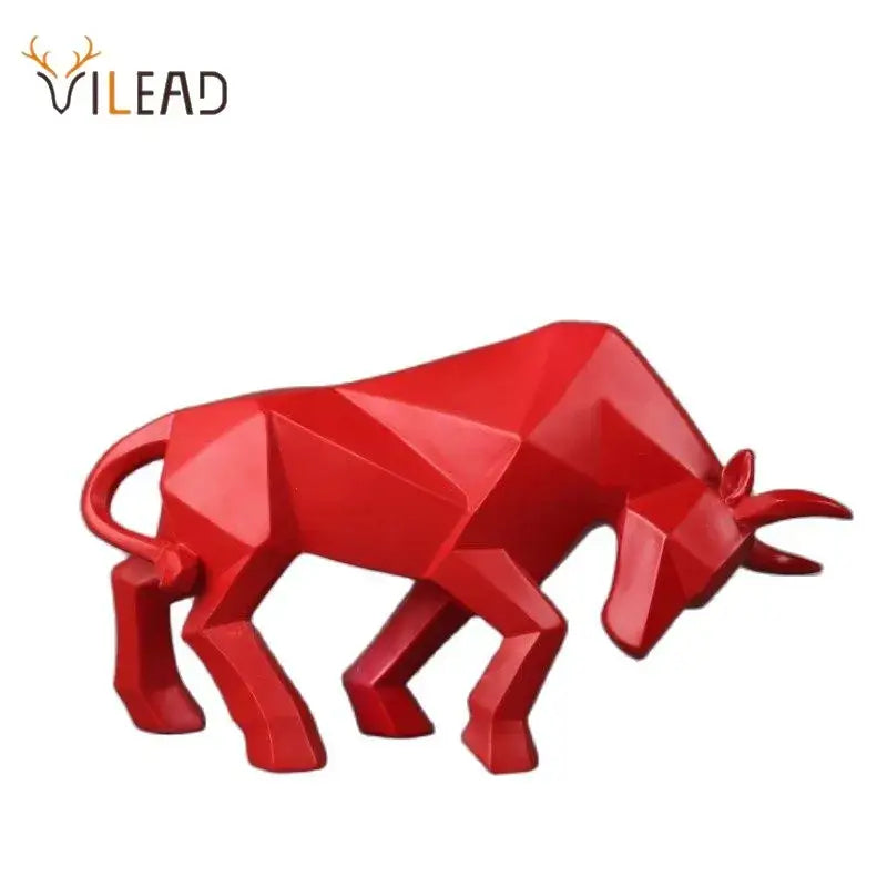 Red Geometric Bull Sculpture
