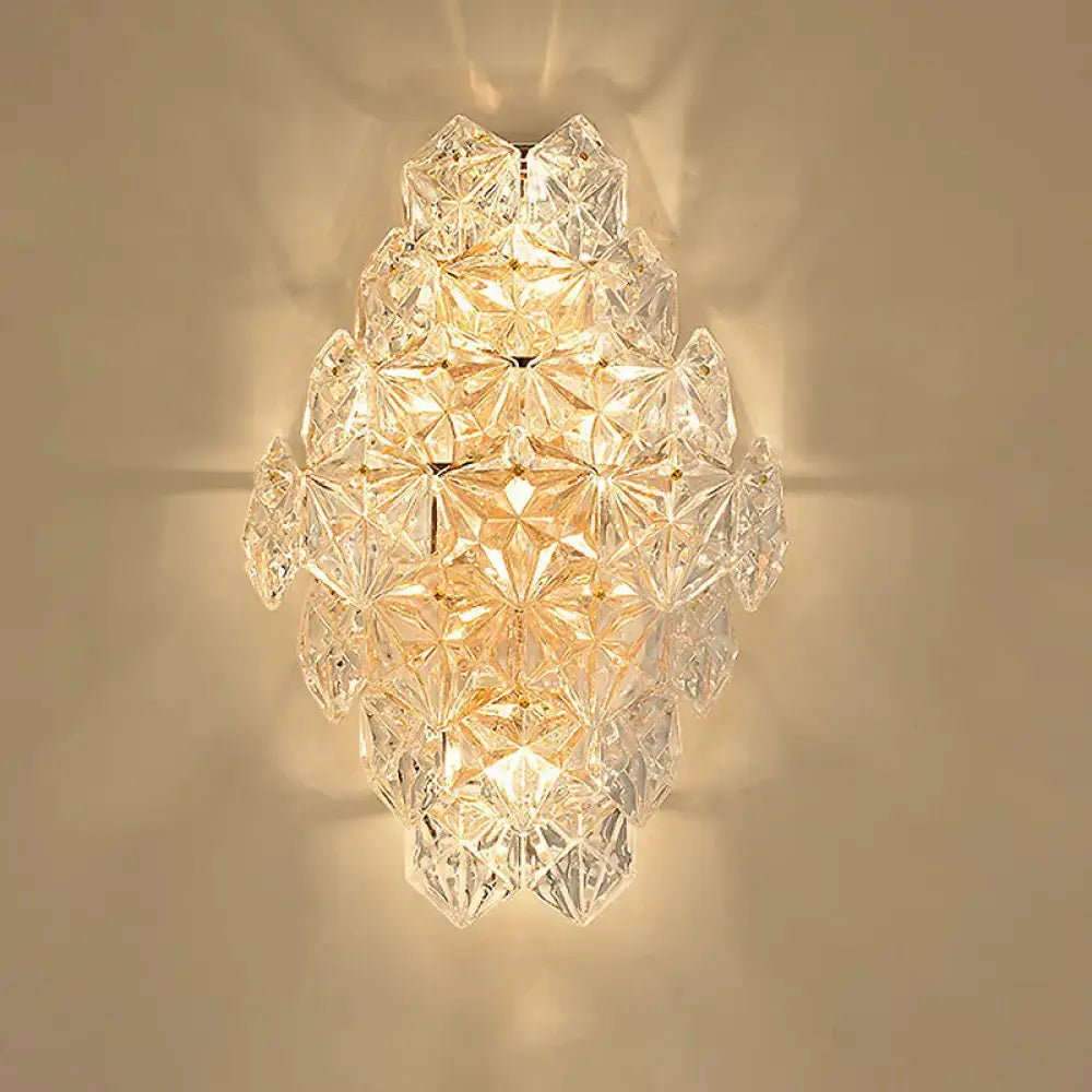 Clear Crystal Wall Sconce Direct-Wired Modern