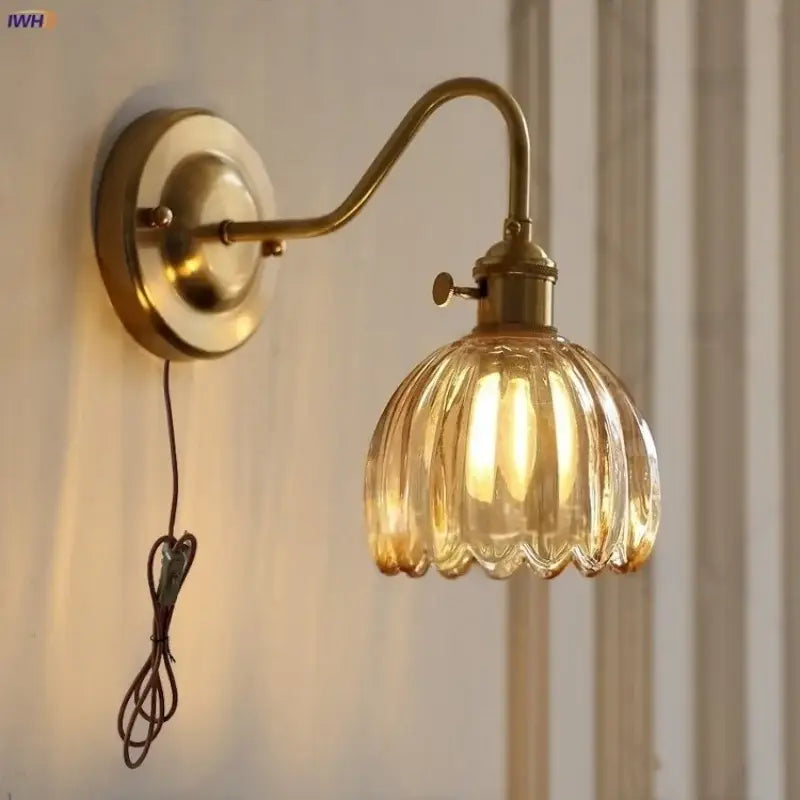 Amber Glass Copper Sconce