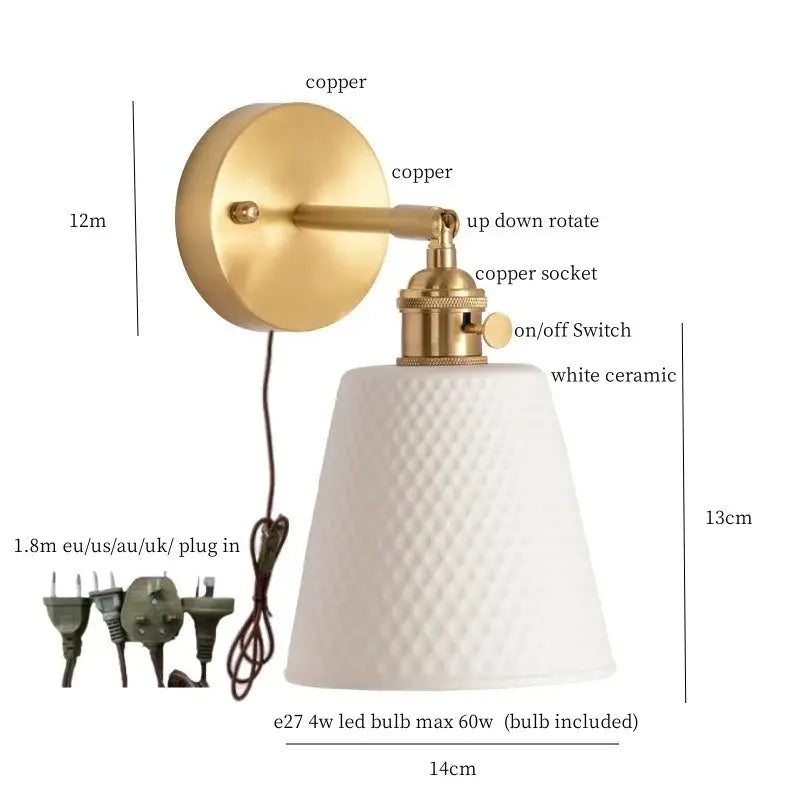 Ceramic Brass Wall Light