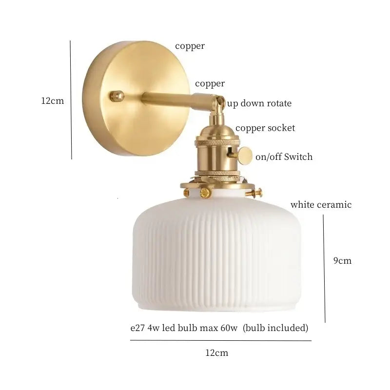 Ceramic Brass Wall Light