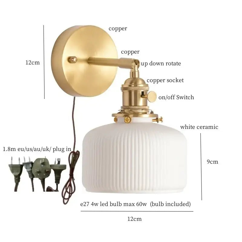 Ceramic Brass Wall Light