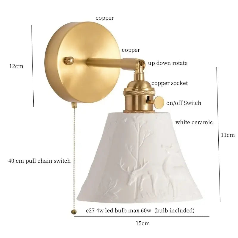 Ceramic Brass Wall Light