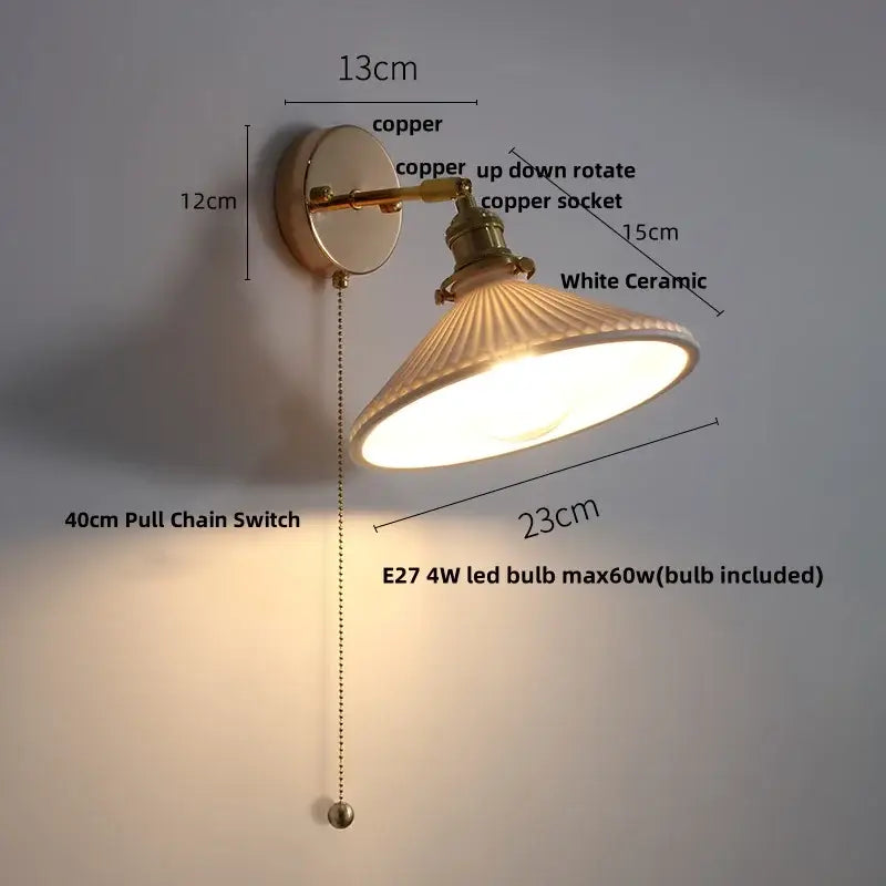Brass Ceramic Wall Sconce for Dining Room