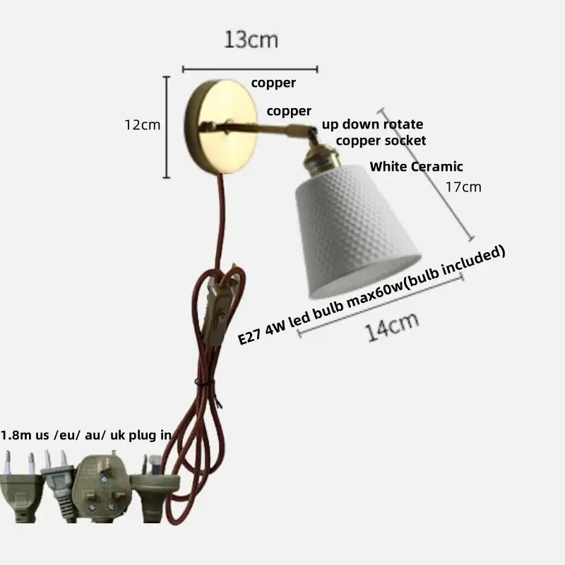 Brass Ceramic Wall Sconce for Dining Room