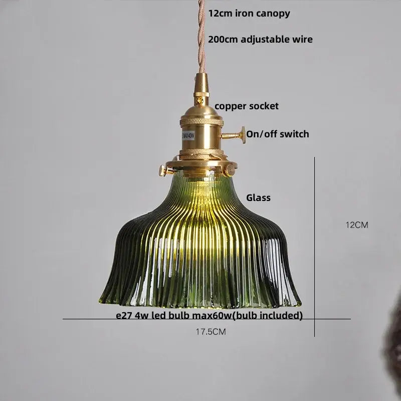 Green Glass Kitchen Living Pendant Light