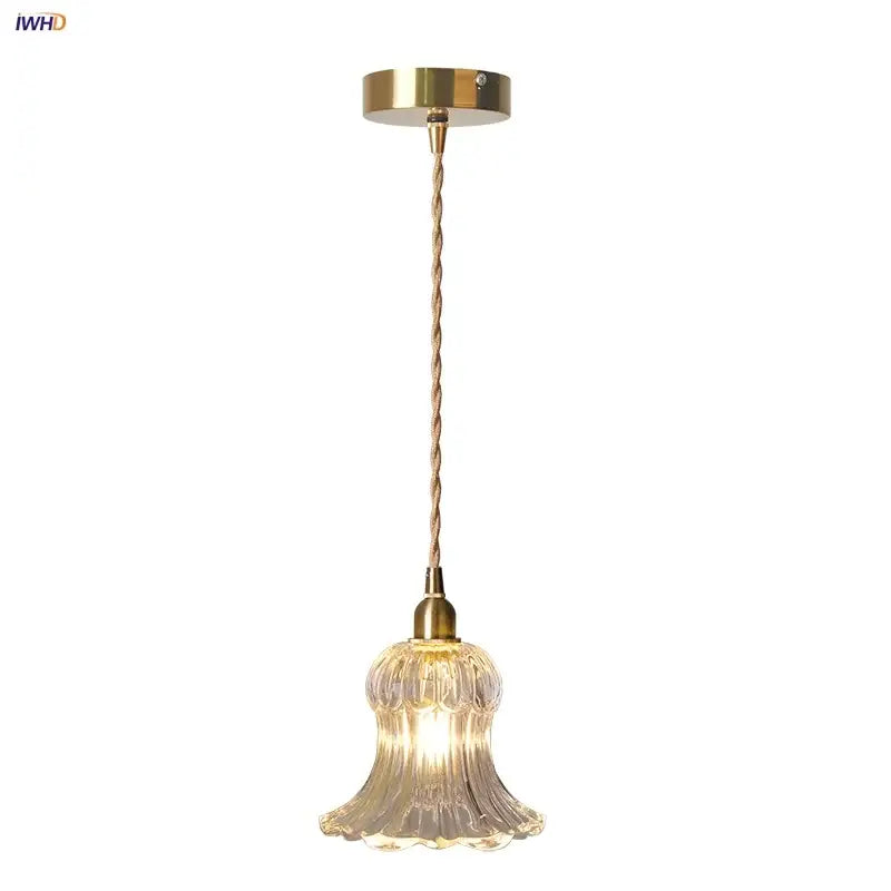 Brass Glass Adjustable Dining Pendant Light
