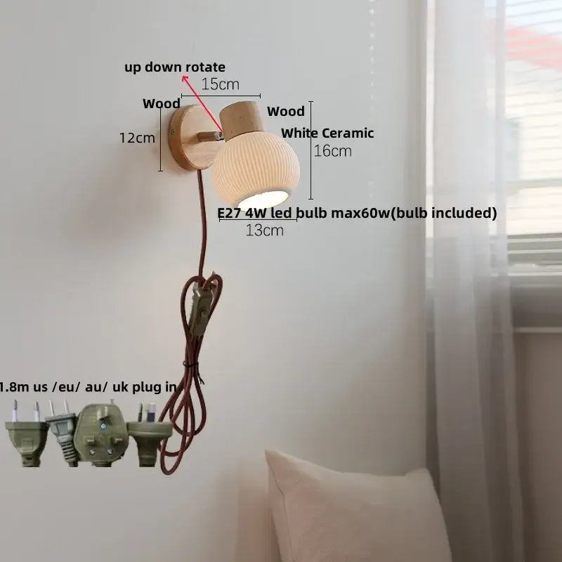 Ceramic Wood Wall Light