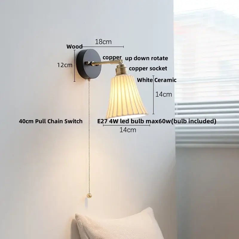 Copper Ribbed Glass Wall Lamp