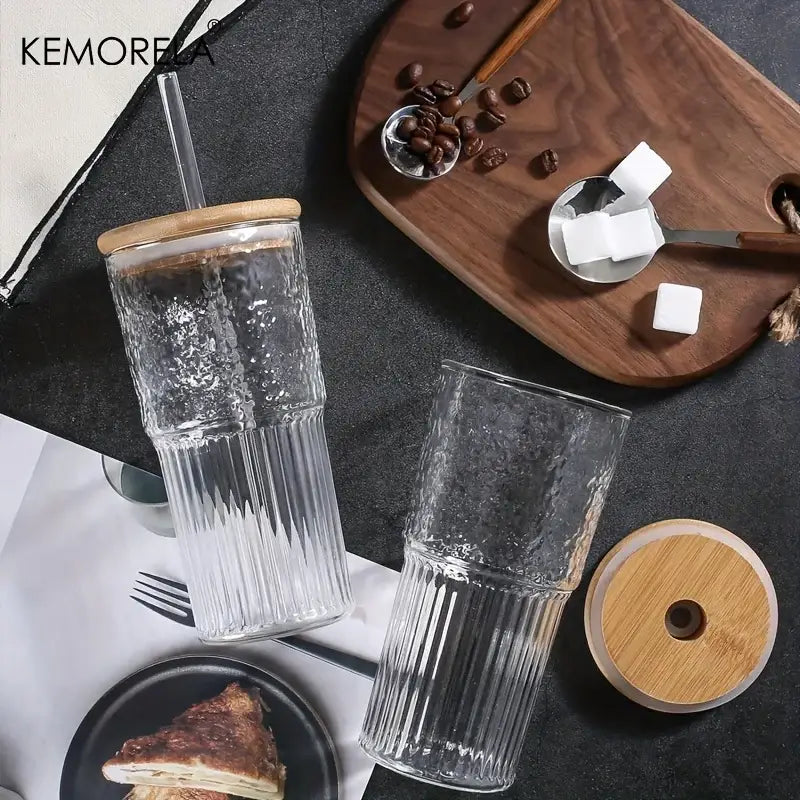 Ribbed Glass Drinking Cup