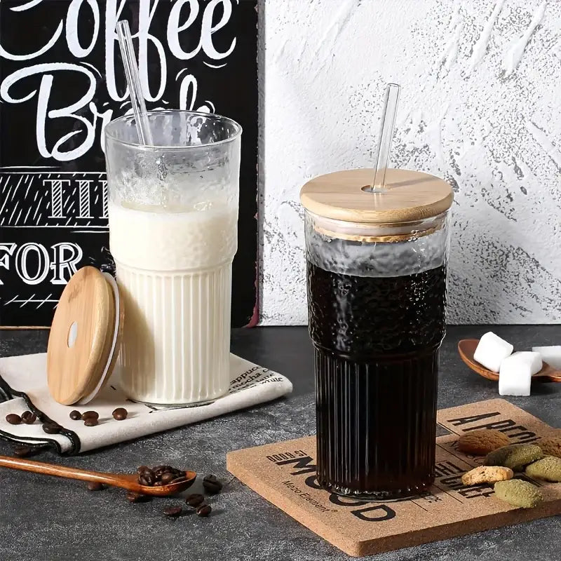 Ribbed Glass Drinking Cup
