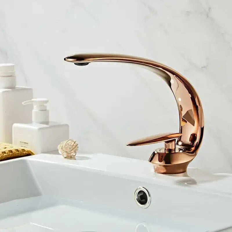 Black Brass Basin Faucet Rose Gold Option