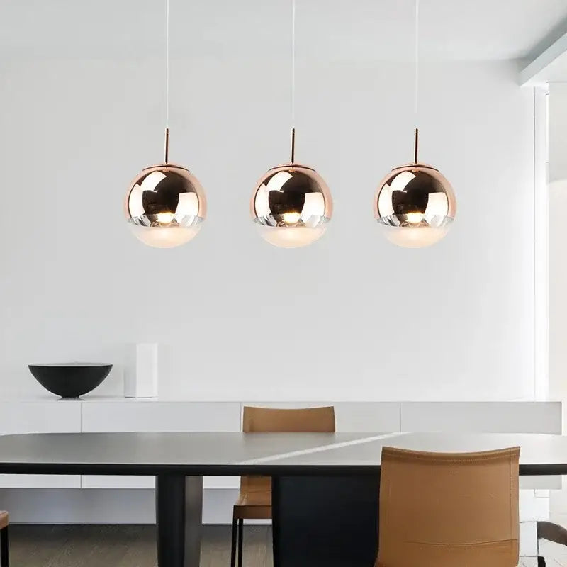 Gold Glass Pendant Light with Frosted Glass for Kitchen