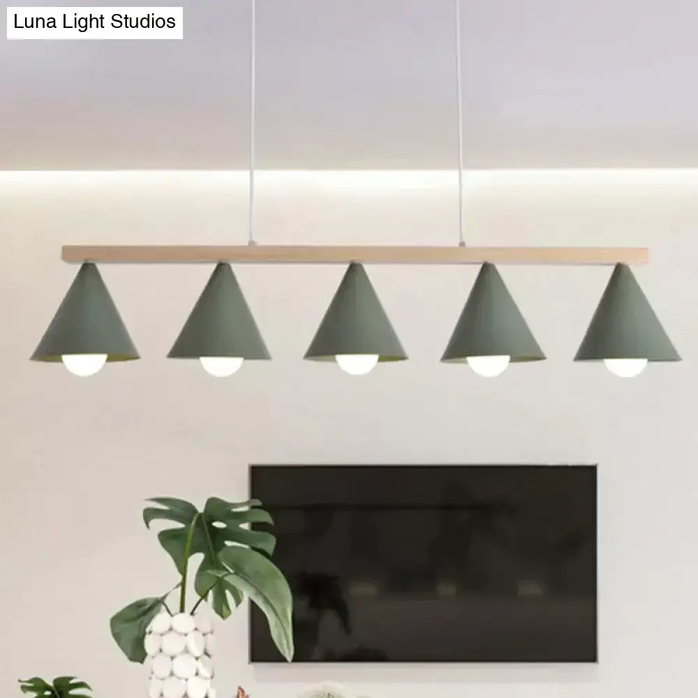 Green Wood Pendant Light