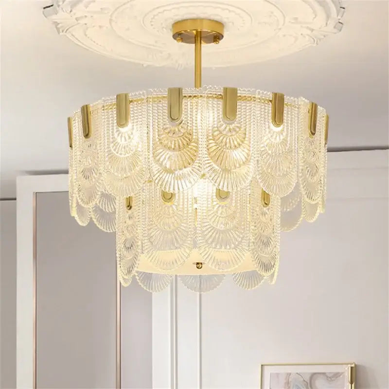 Gold Art Glass Chandelier