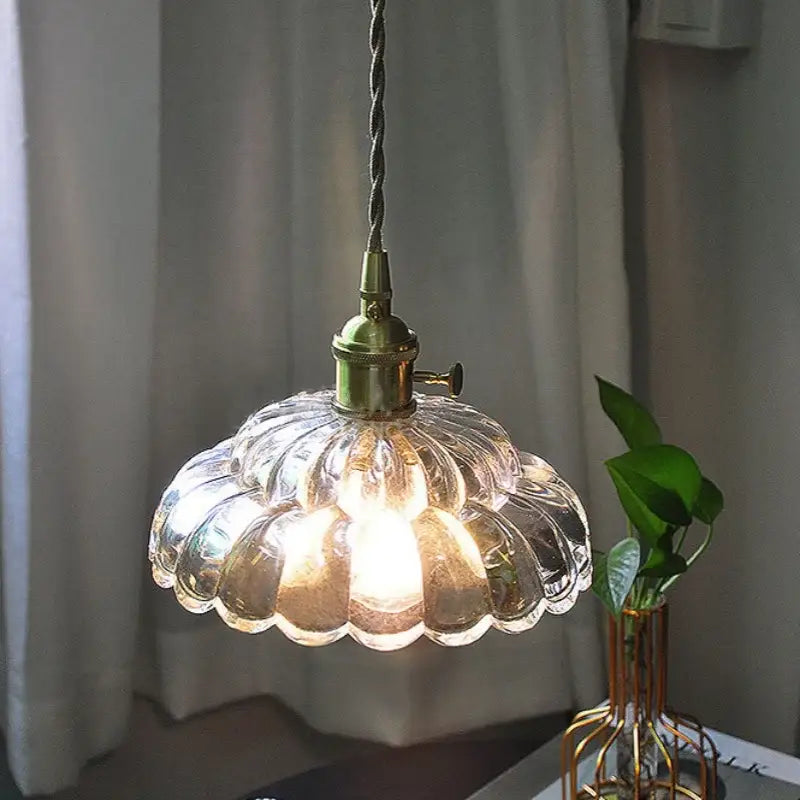 Amber Flower 3-Head Canopy Pendant Light