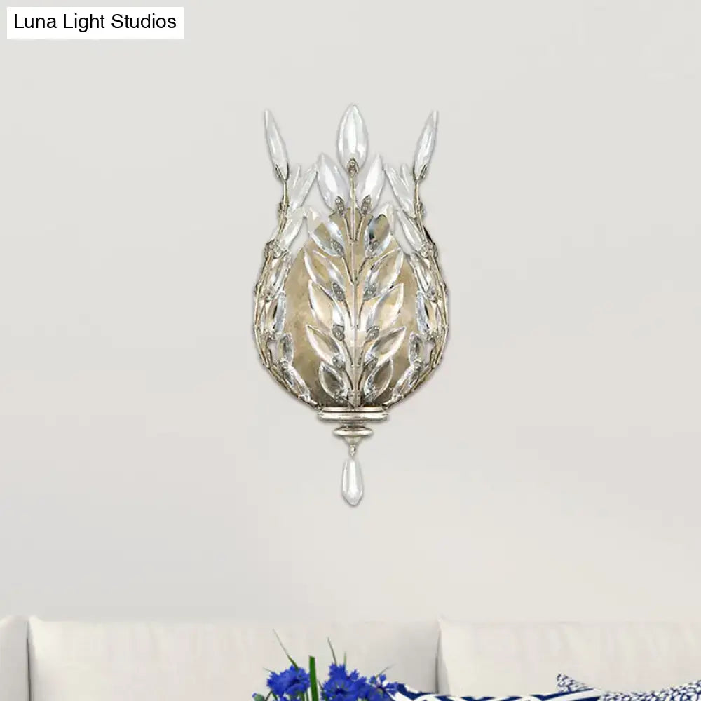 Brass Crystal Single Drop Wall Light