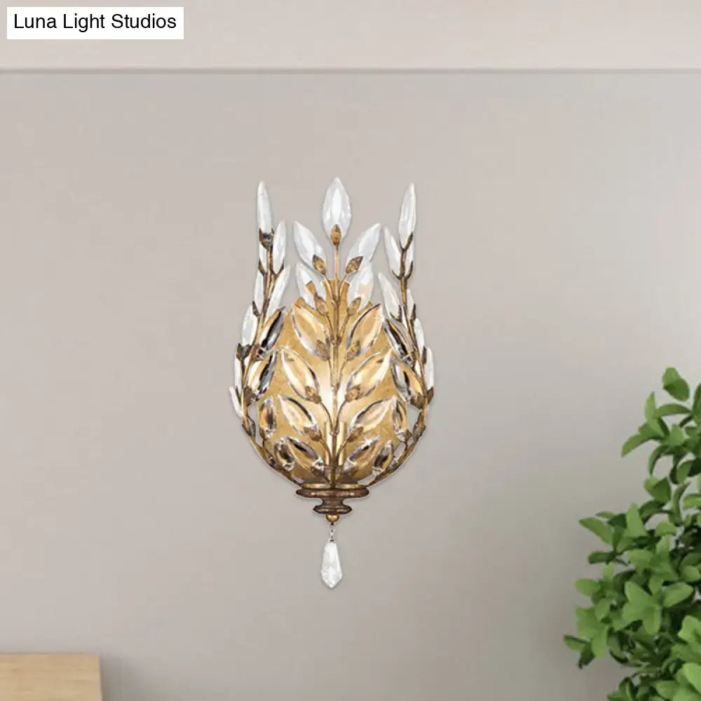 Brass Crystal Single Drop Wall Light