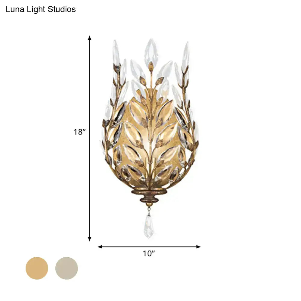 Brass Crystal Single Drop Wall Light