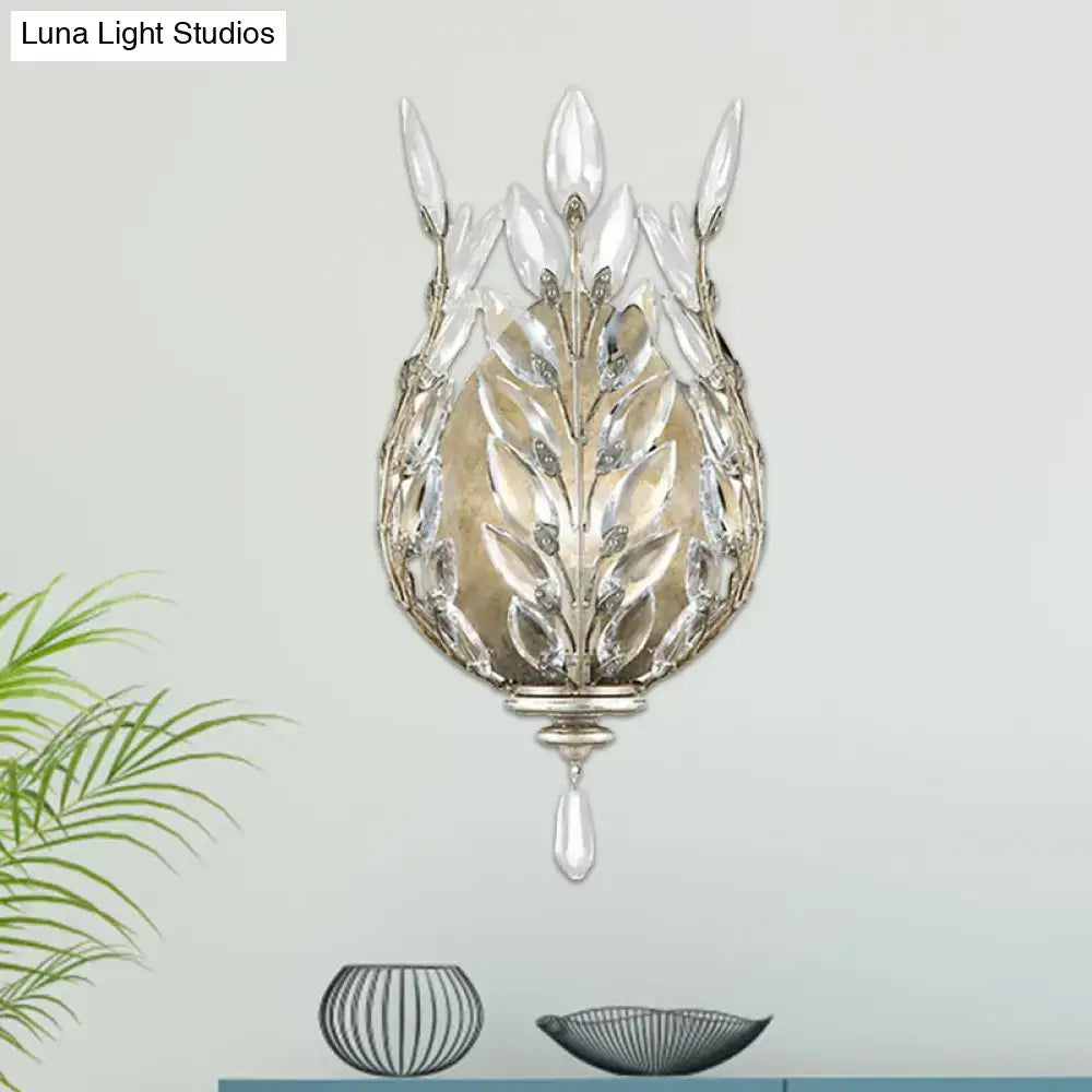 Brass Crystal Single Drop Wall Light