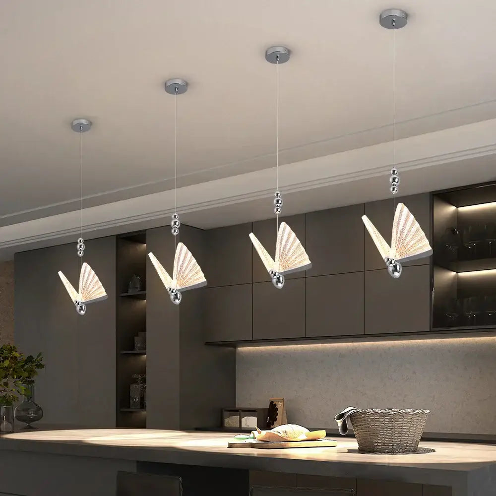 Silver Butterfly Pendant Light