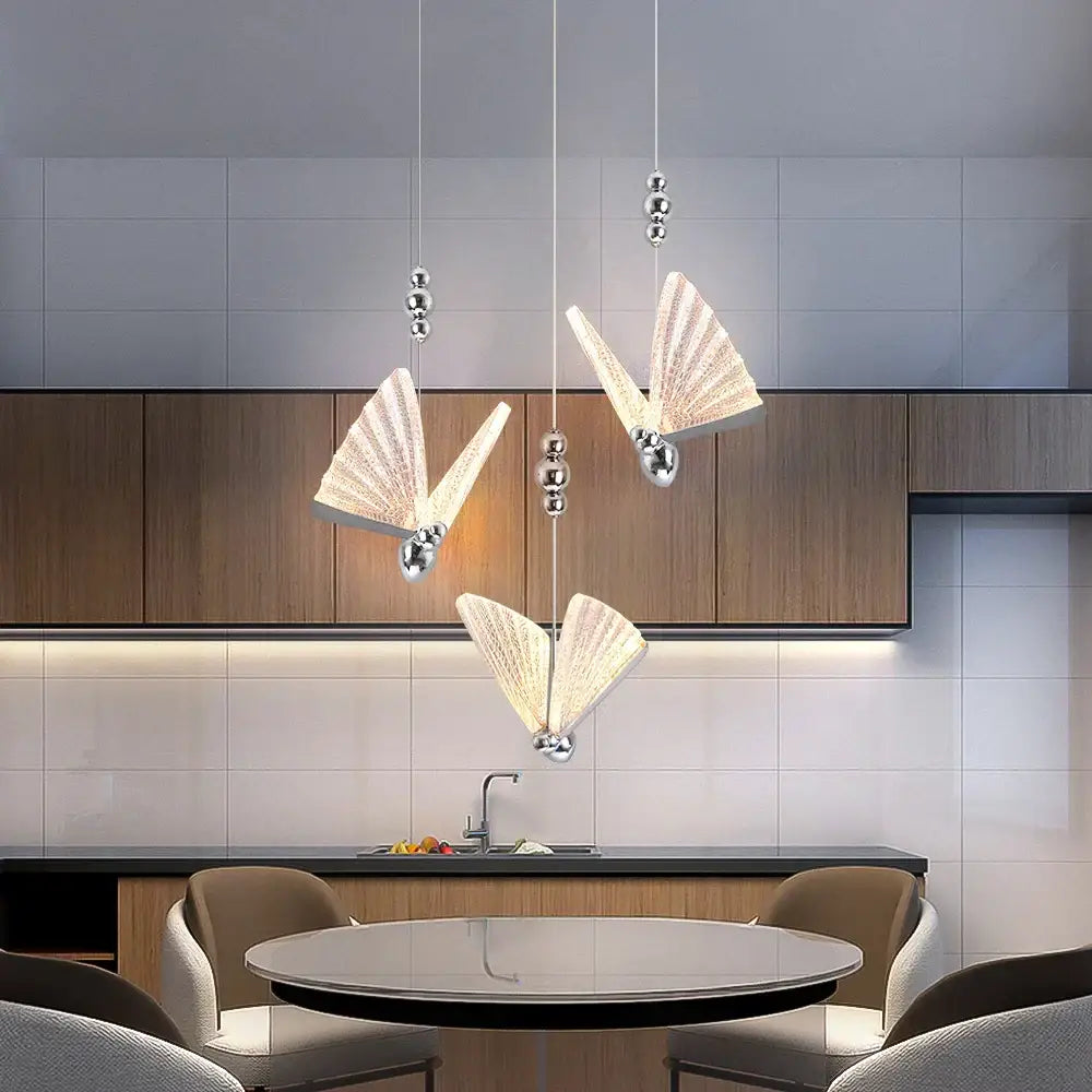 Silver Butterfly Pendant Light