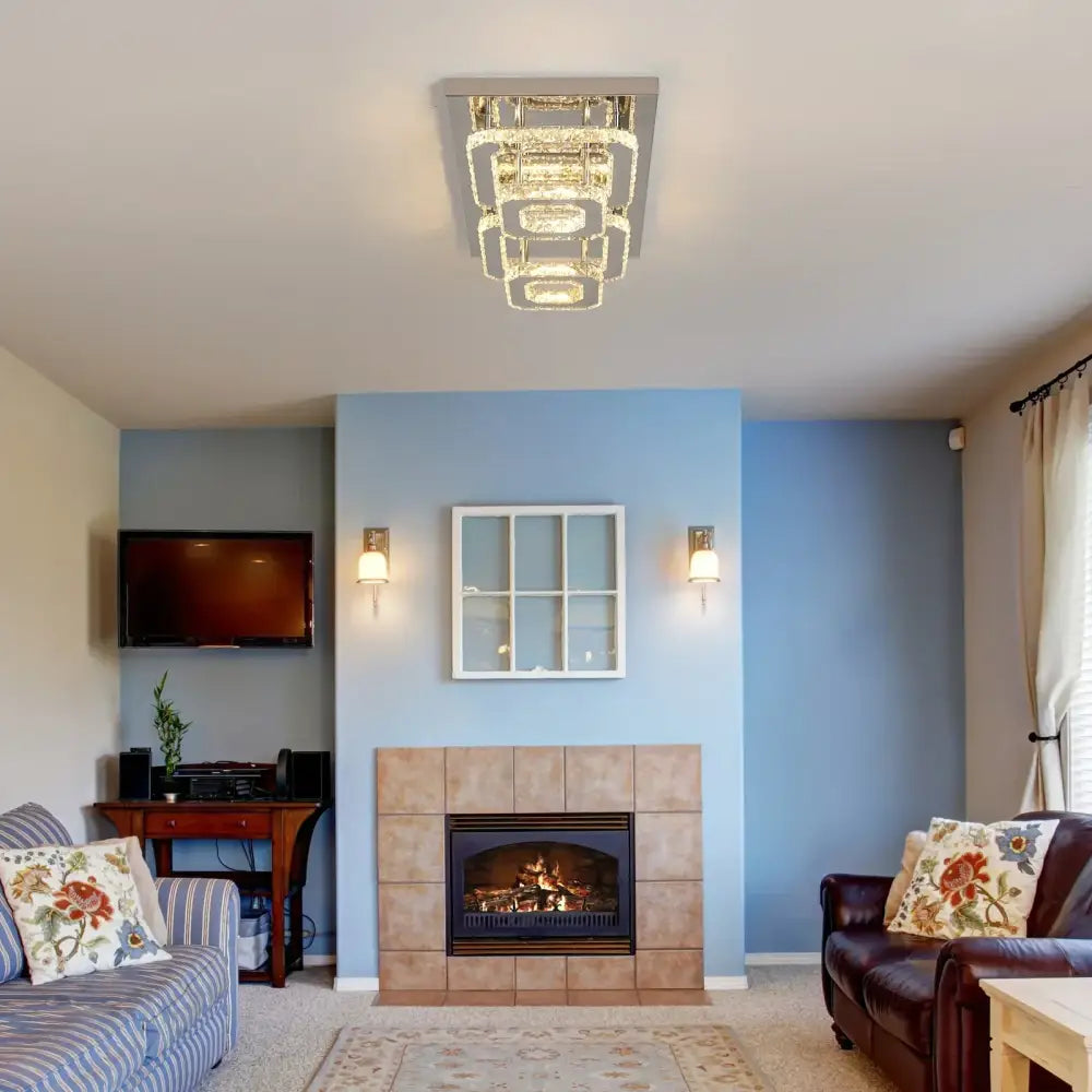 Silver Crystal Ceiling Chandelier