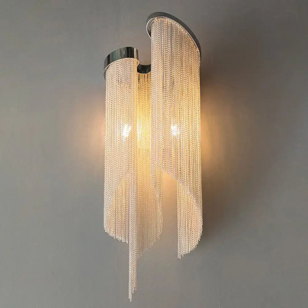 Silver Crystal Tassel Wall Light