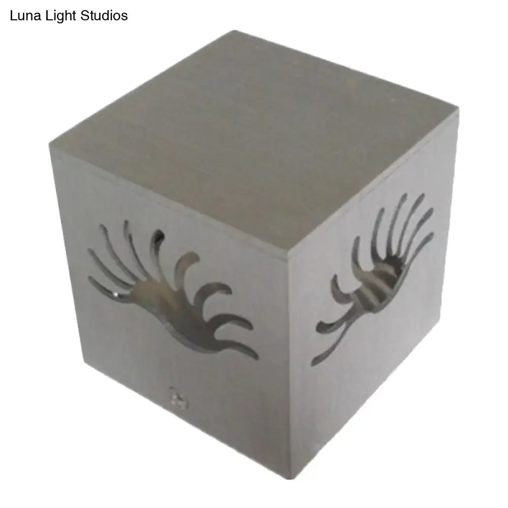 Silver Cube LED Sconce