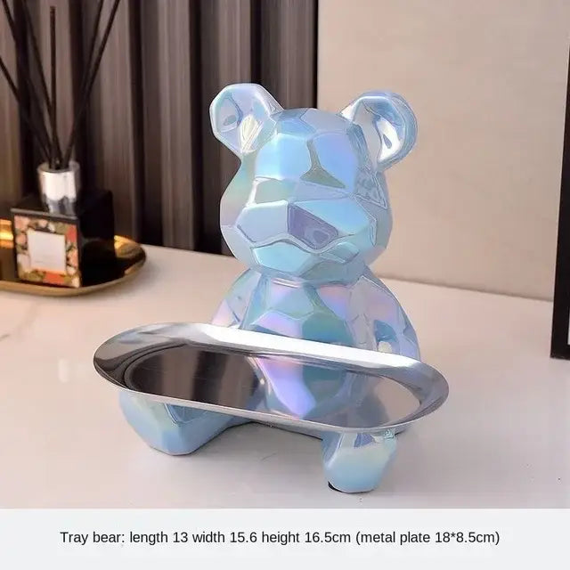 Silver Geometric Bear Box